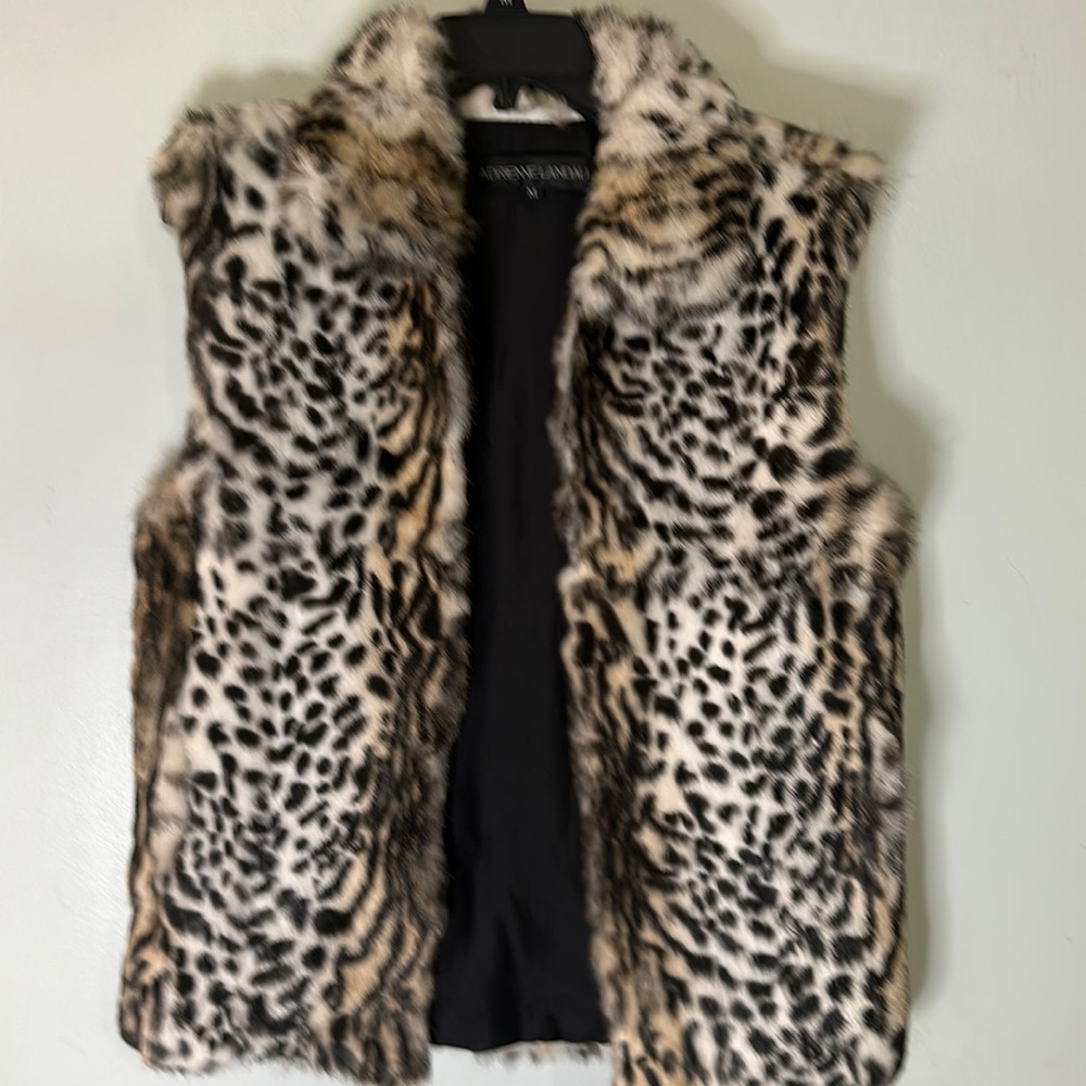 Adrienne Landau Leopard Print Faux Fur Vest